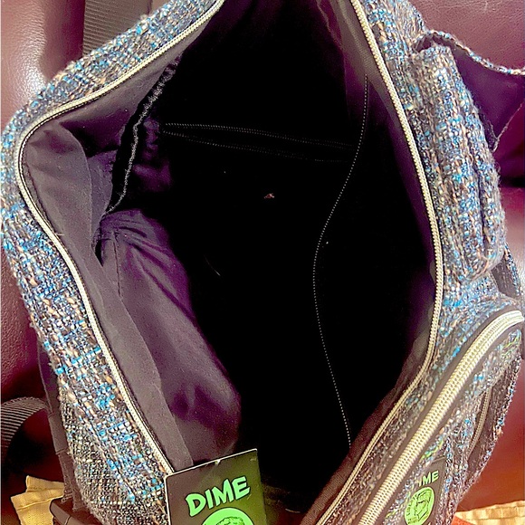 Dime bag slinger adjustable crossbody blue tweed with bonus fanny pack! - Picture 9 of 11